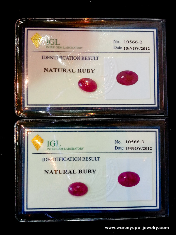 ทับทิมพม่า Pair Ruby (Burma) 4.44 3.69 ct ใบเซอร์